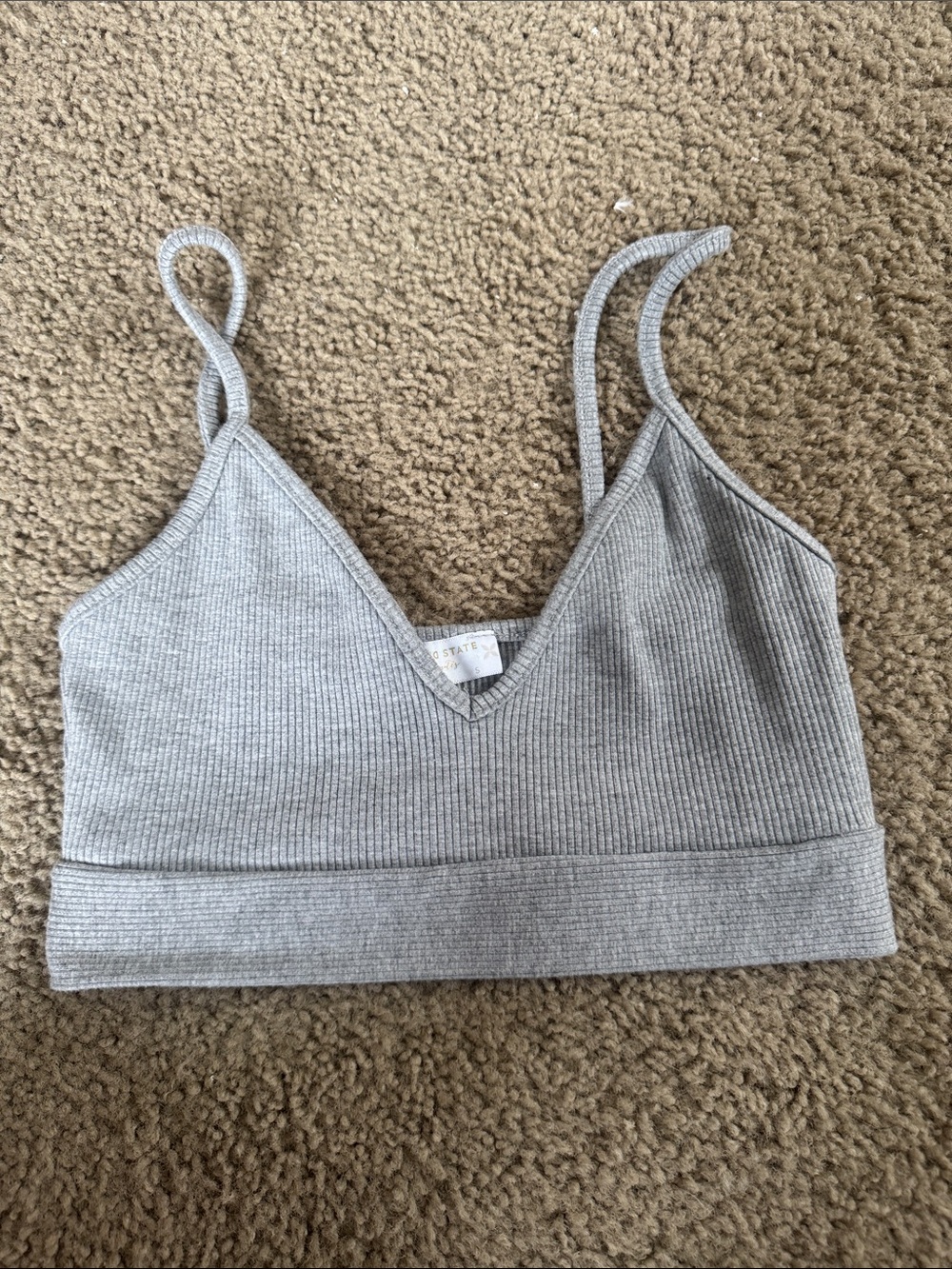 Altar'd State Ribbed V-Neck Bralette - Light Gray